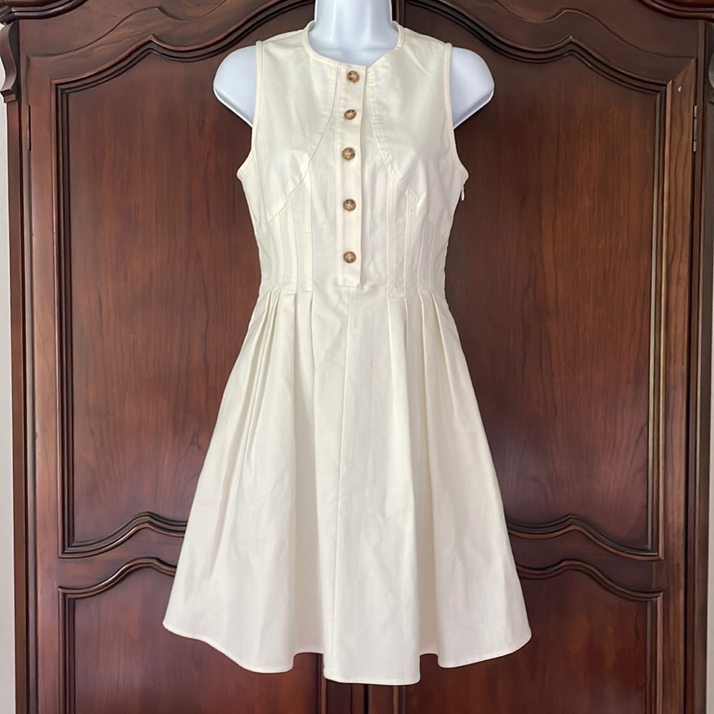 10 Crosby Derek Lam Fit & Flare Dress Size 2 Sleeveless Cotton Designer Classic
